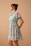 Nevaeh Floral Dress In Teal