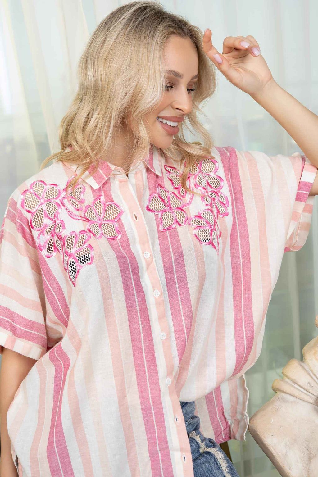 Paloma Embroidered Top In Light Pink