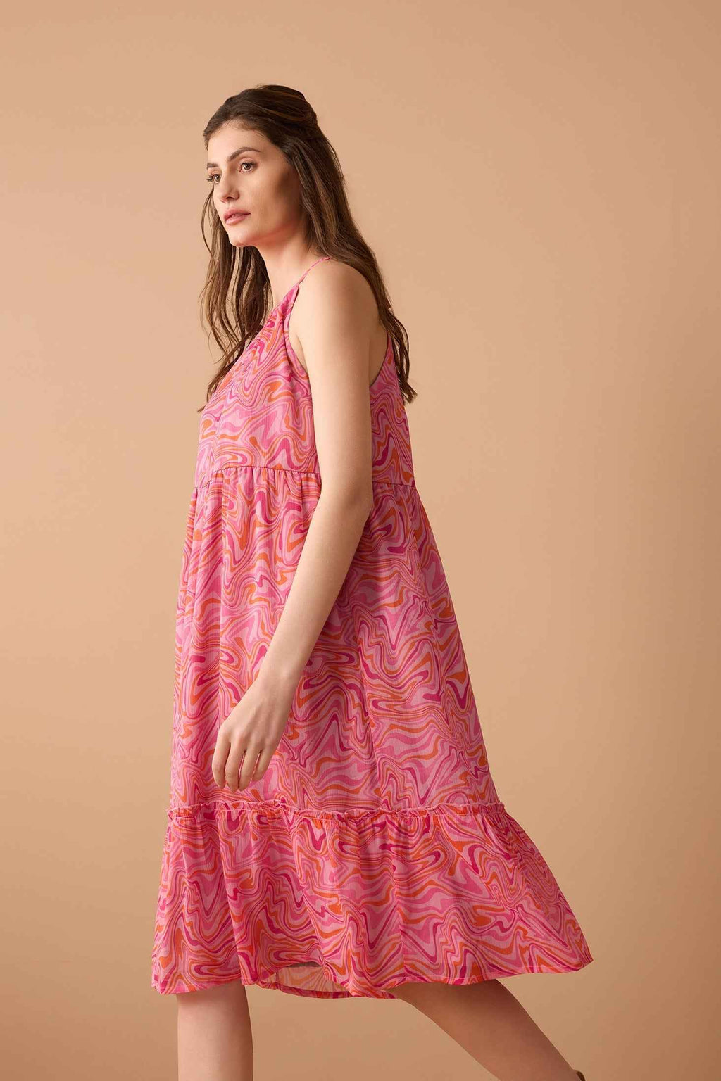 Goldie Mod Halter Dress In Pink
