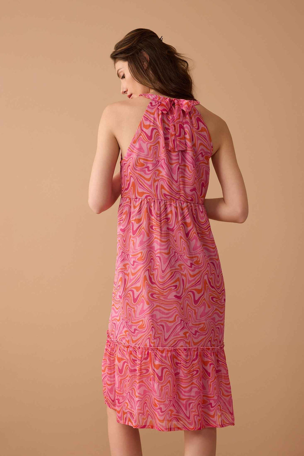 Goldie Mod Halter Dress In Pink