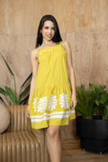 Marigold Muse Accent Dress In Olive Green