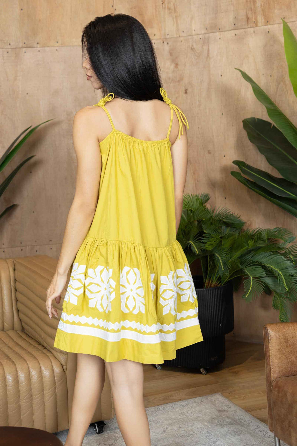 Marigold Muse Accent Dress In Olive Green