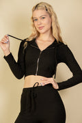 Ribbed Crop Zip Hoodie (CAPELLA) - Goddess Imports Marketplace