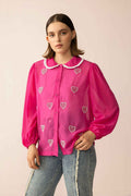Lovestone County Beaded Shirt in Wild Pink