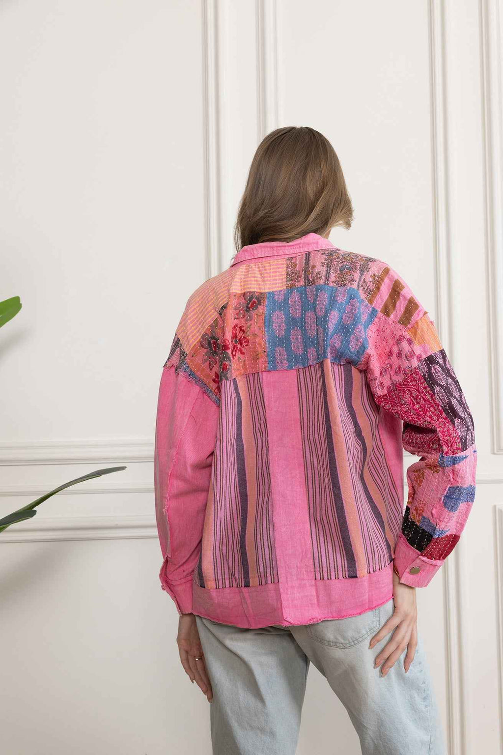 Wildberry Patchwork Shacket in Faded Pink