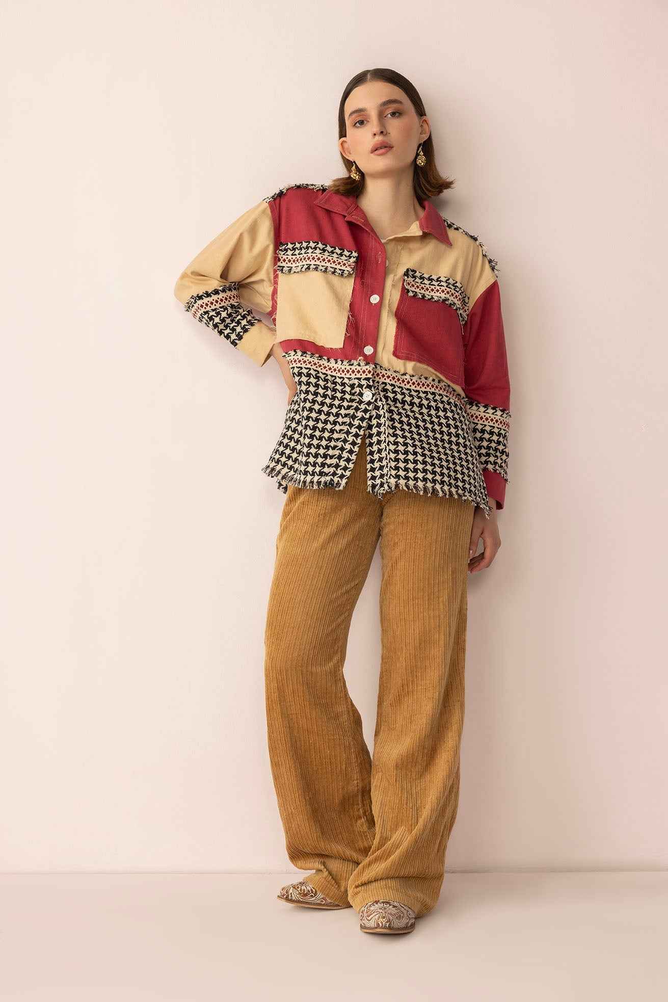 Mabel’s Moonshine Stitch Shacket in Red Clay