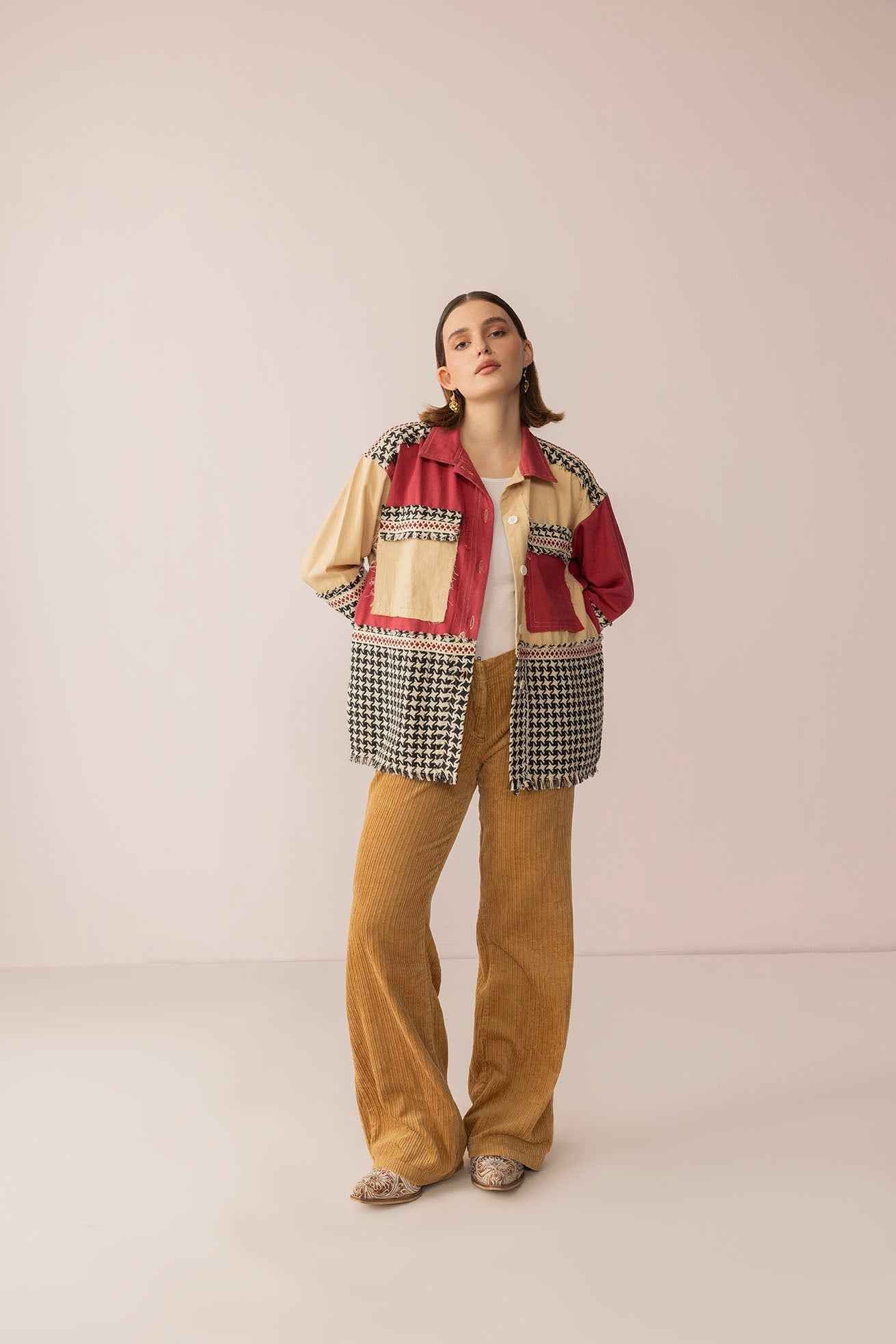 Mabel’s Moonshine Stitch Shacket in Red Clay