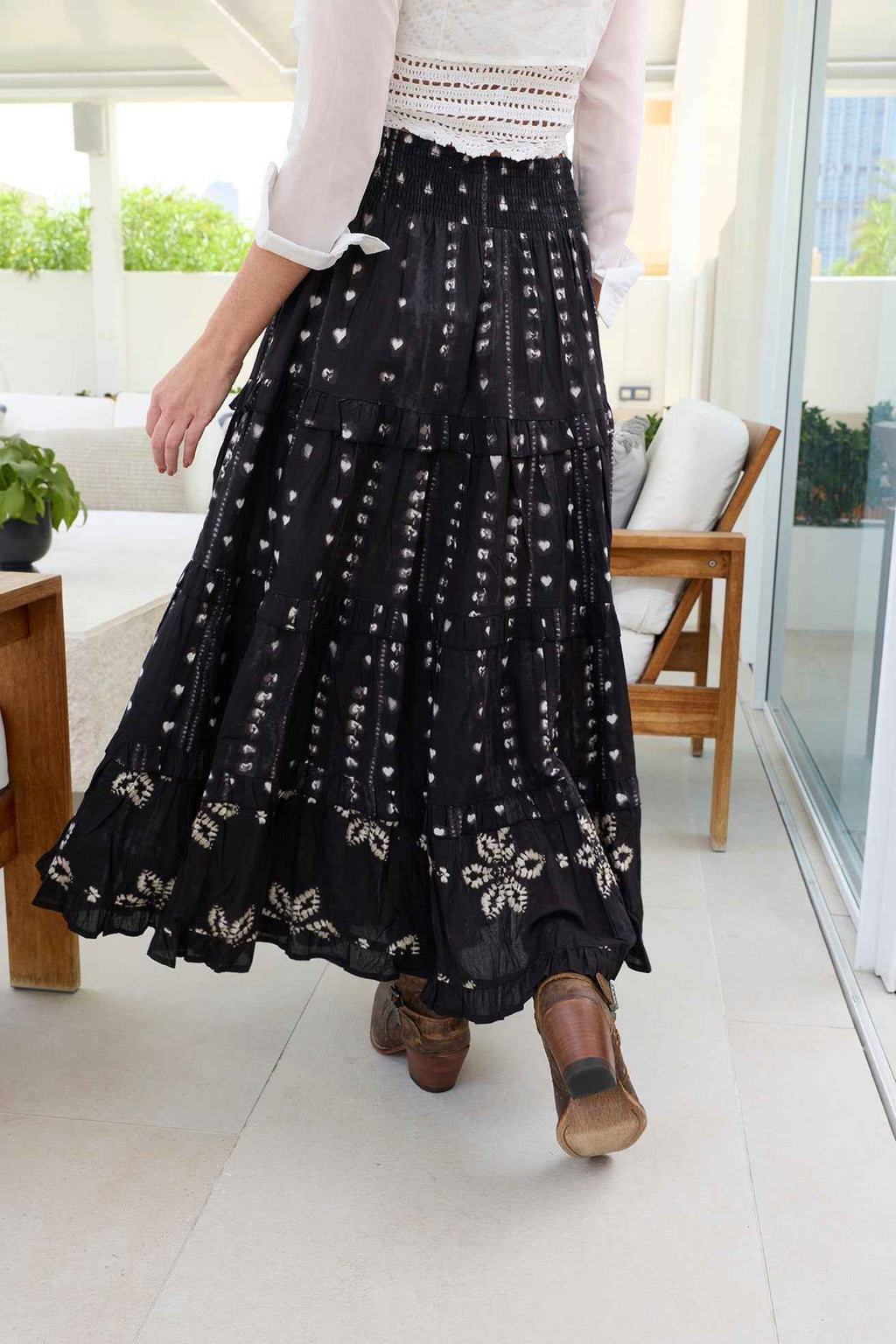 Clover Noir Cotton Skirt Ink Black