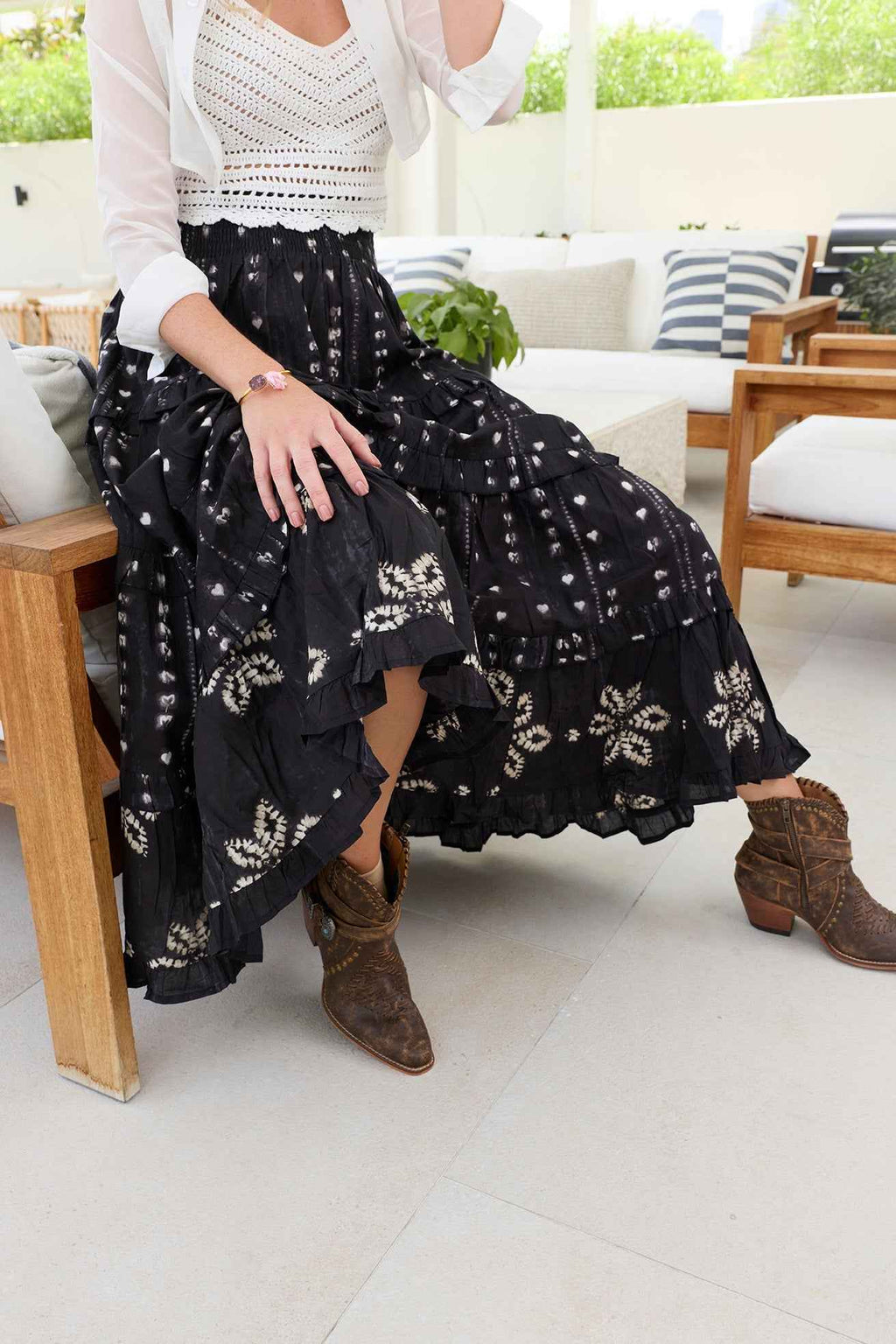Clover Noir Cotton Skirt Ink Black