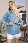 Stitched in Stardust Top in Washed Blue