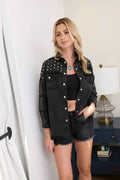 Pearl Dust Jacket in black Washed