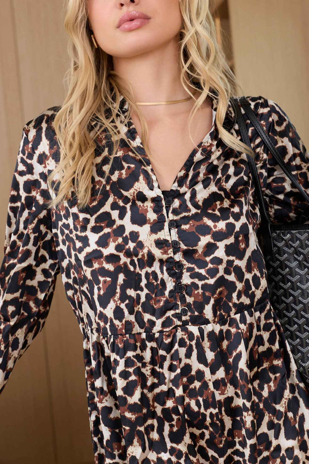 Palm Theory With Animal Print Maxi Dress in Olive White