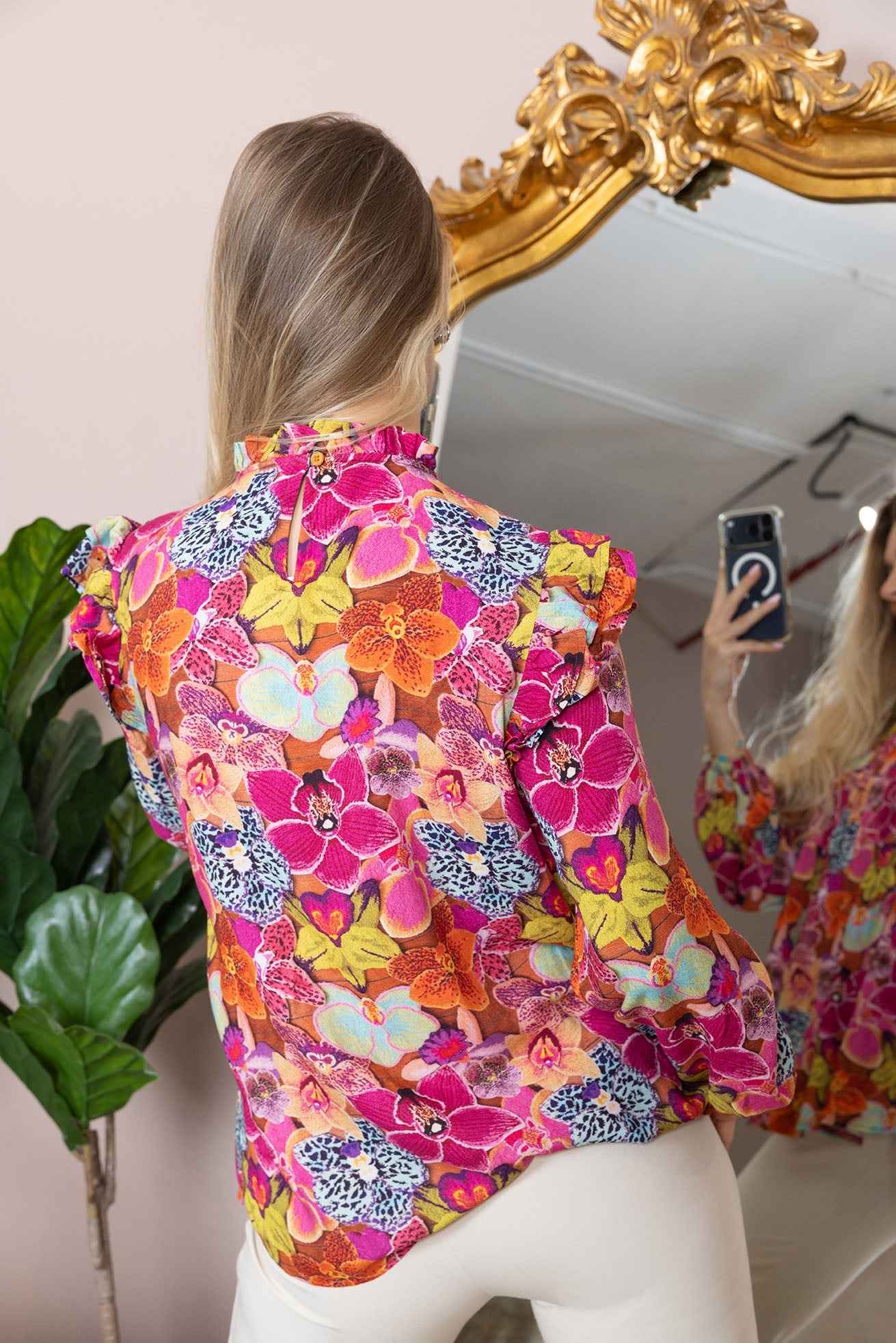 Chromaflora Highneck Top in Jungle Bloom