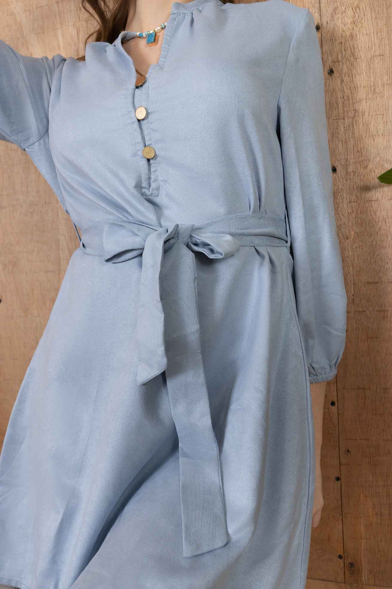 Raven March Shirt Dress in Light Grey
