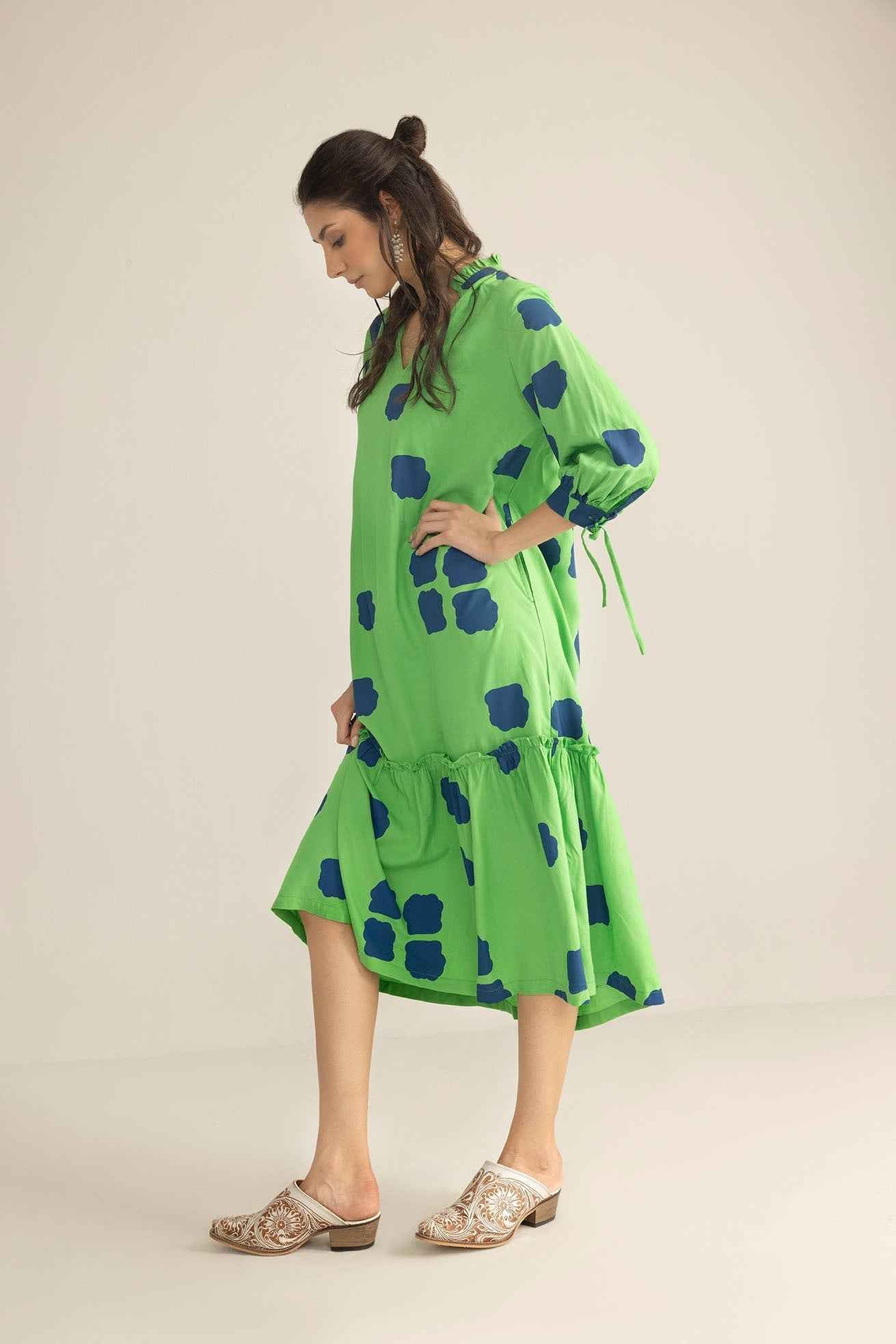 Abstract Eden Long Dress in Neon Ink