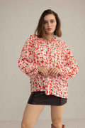 Cherry Fleur Ruffle Top in Crimson Pink