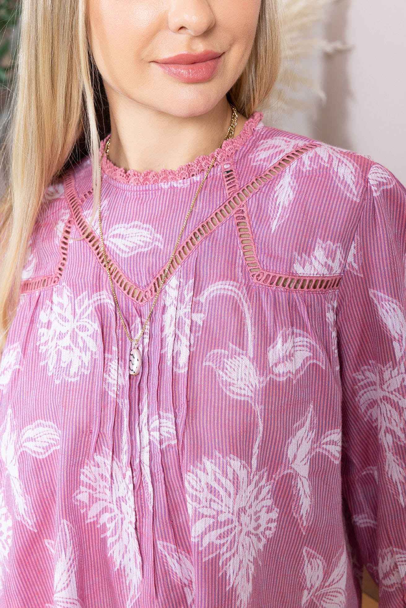 Victorian Bloom Blouse in Dusty Pink