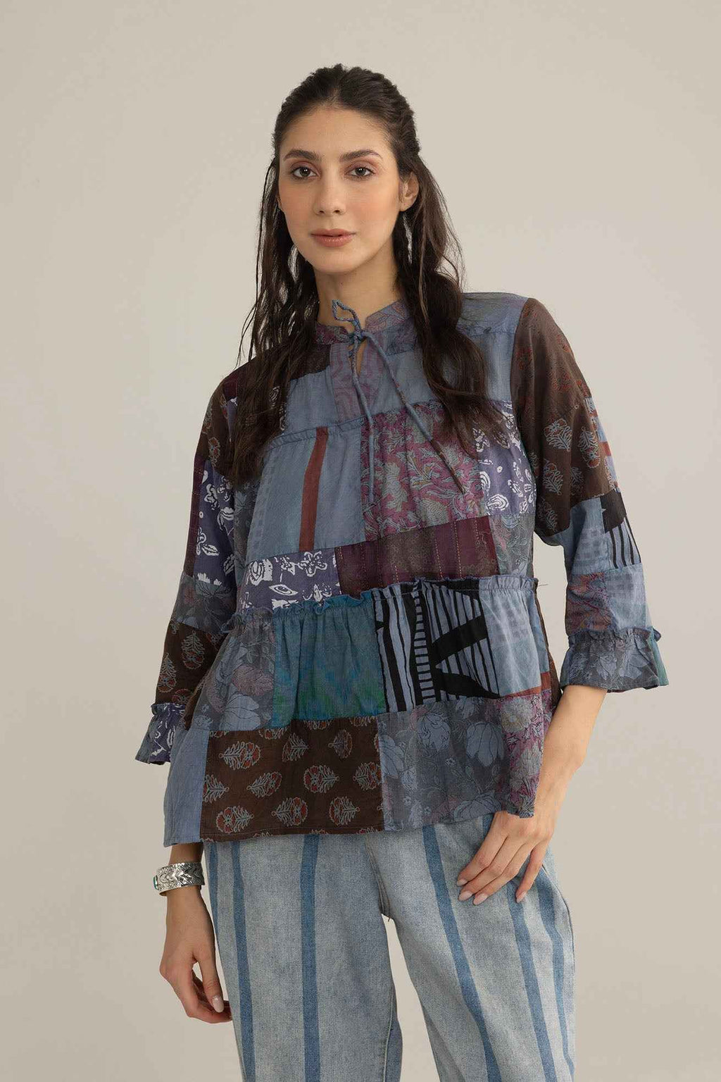 Bohera Tangled Spice Patchwork Top in Caravan Red