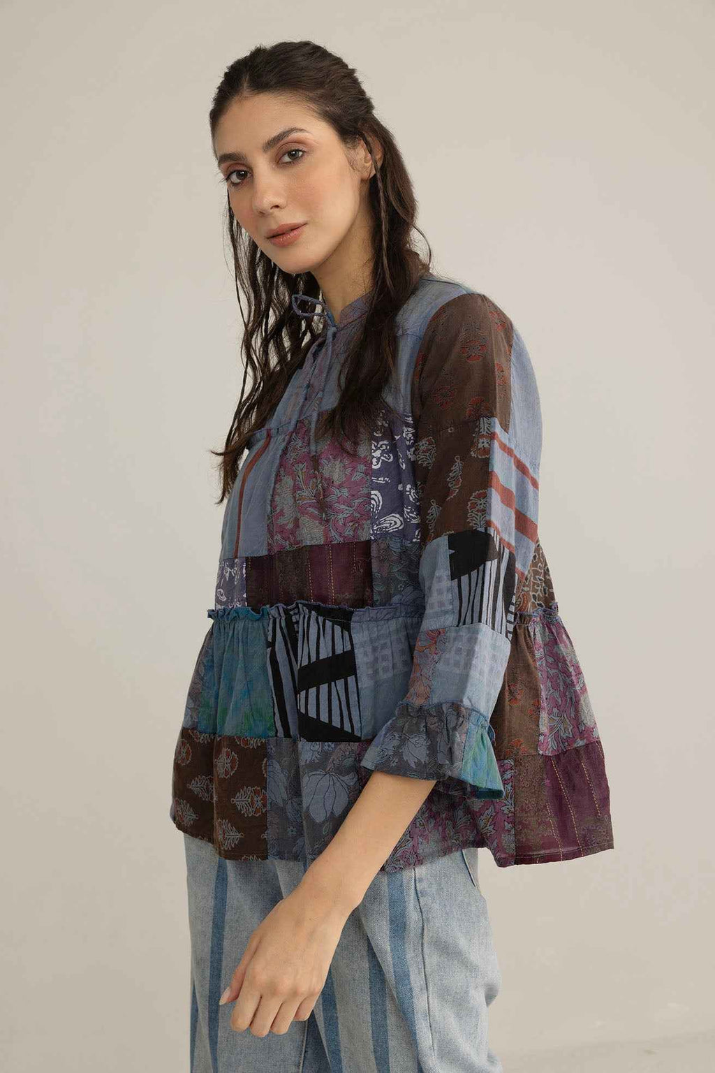 Bohera Tangled Spice Patchwork Top in Caravan Red