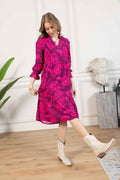 Spring Carnival Ruffle Dress in boysenberry color