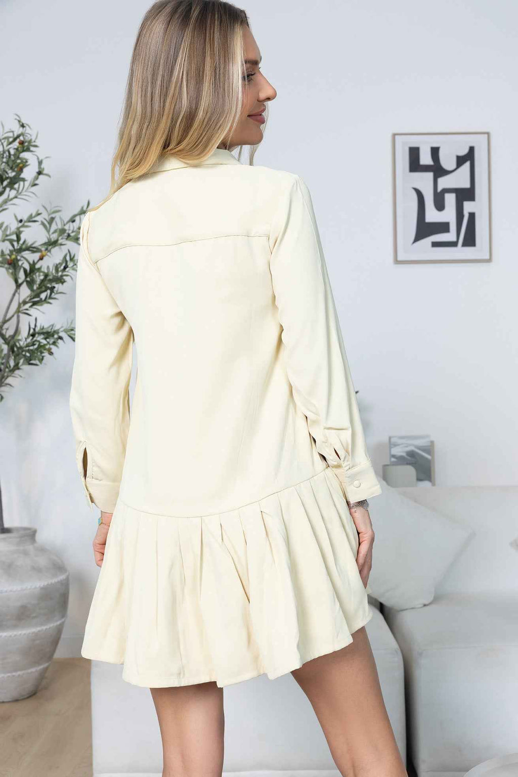Blush Hour Pleated Mini Dress in Chino Green