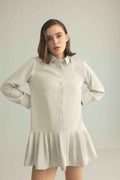 Blush Hour Pleated Mini Dress in Lunar Rock
