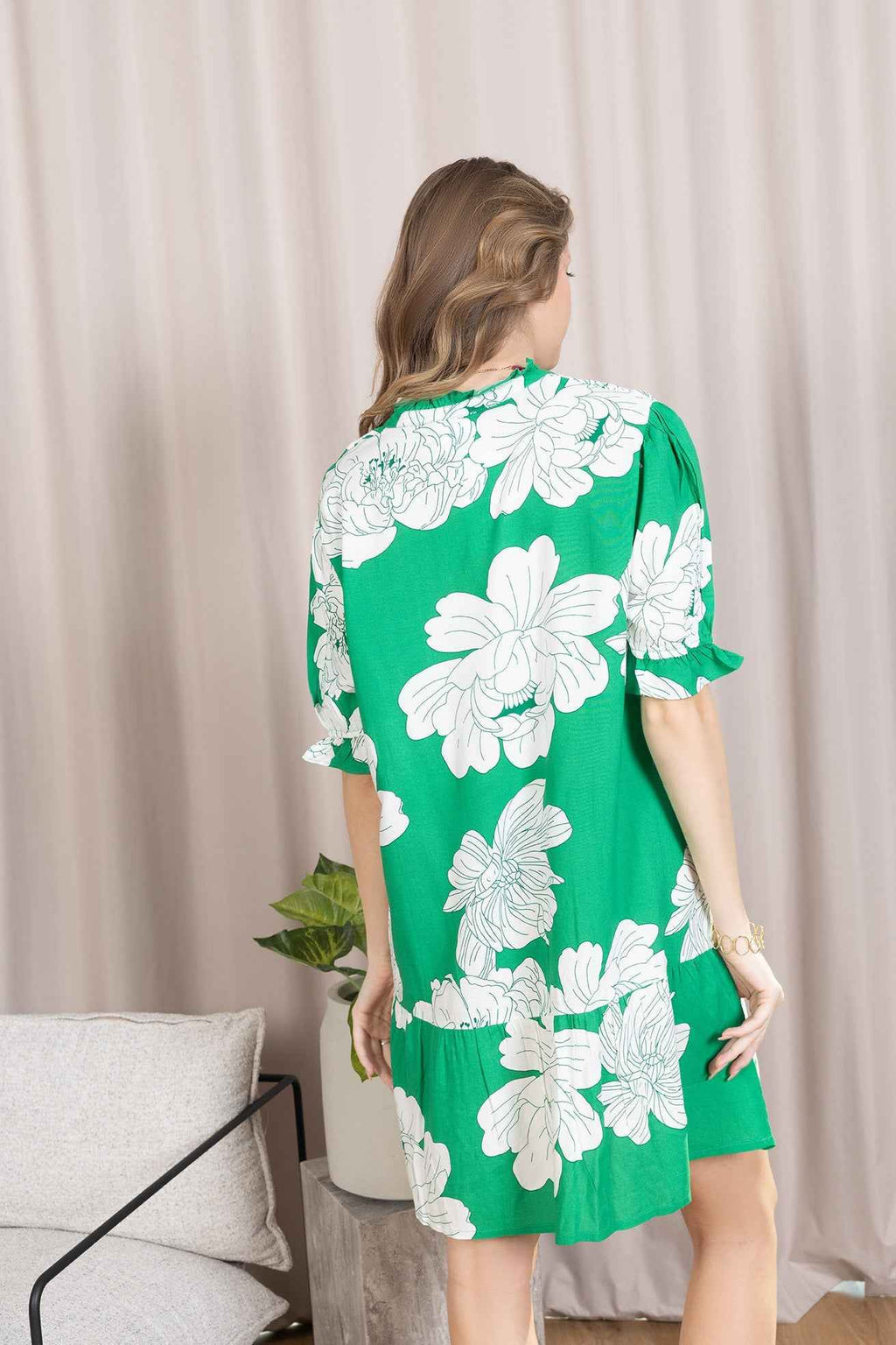 Minted Bloom Mini Dress in Green Daisy