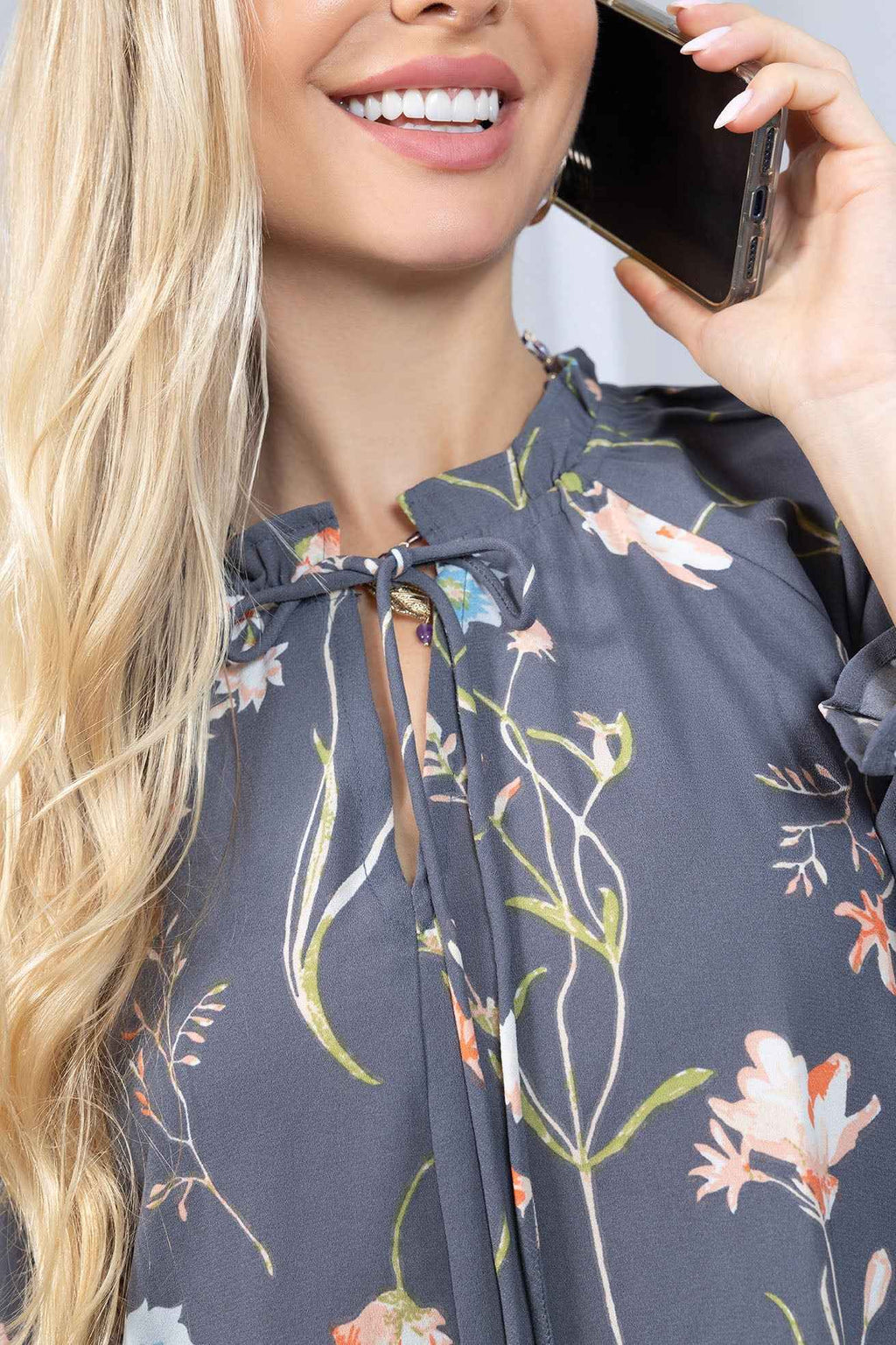 Wildflower Whisper Mini Dress in Dusk Grey