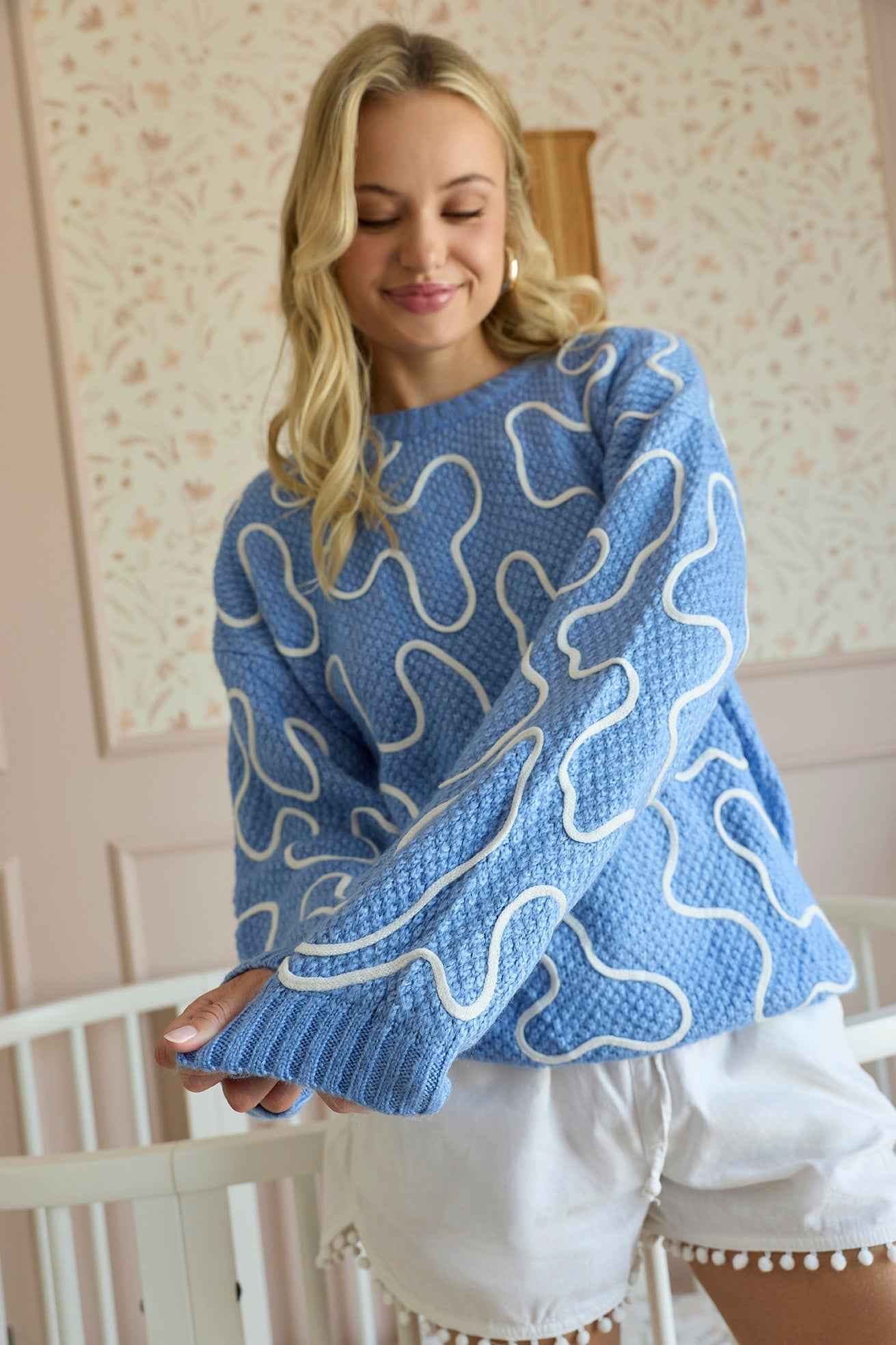 Twist of West Knitted Sweater in Blue