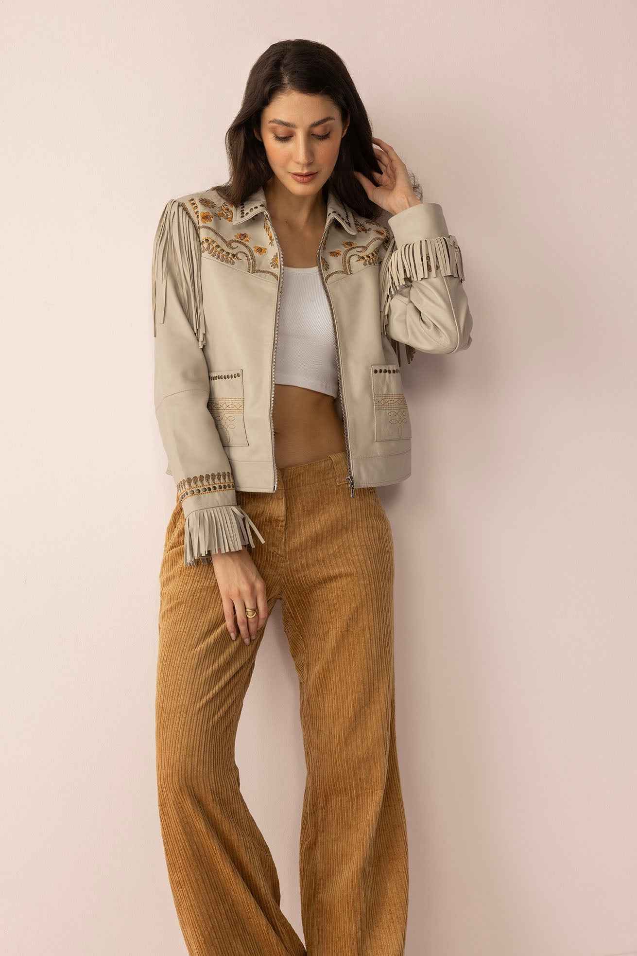 Dust & Daisies Leather Jacket in Starlit White