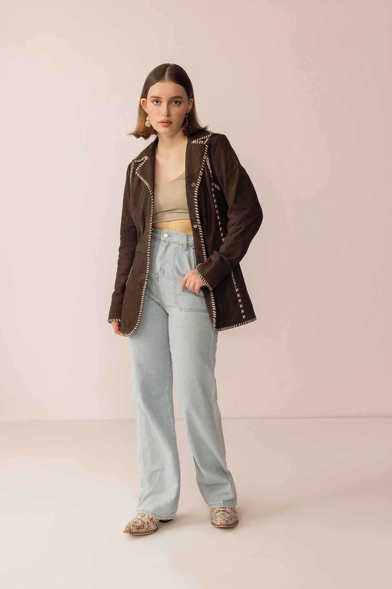 Wandering Compass Leather Jacket in Sierra Black