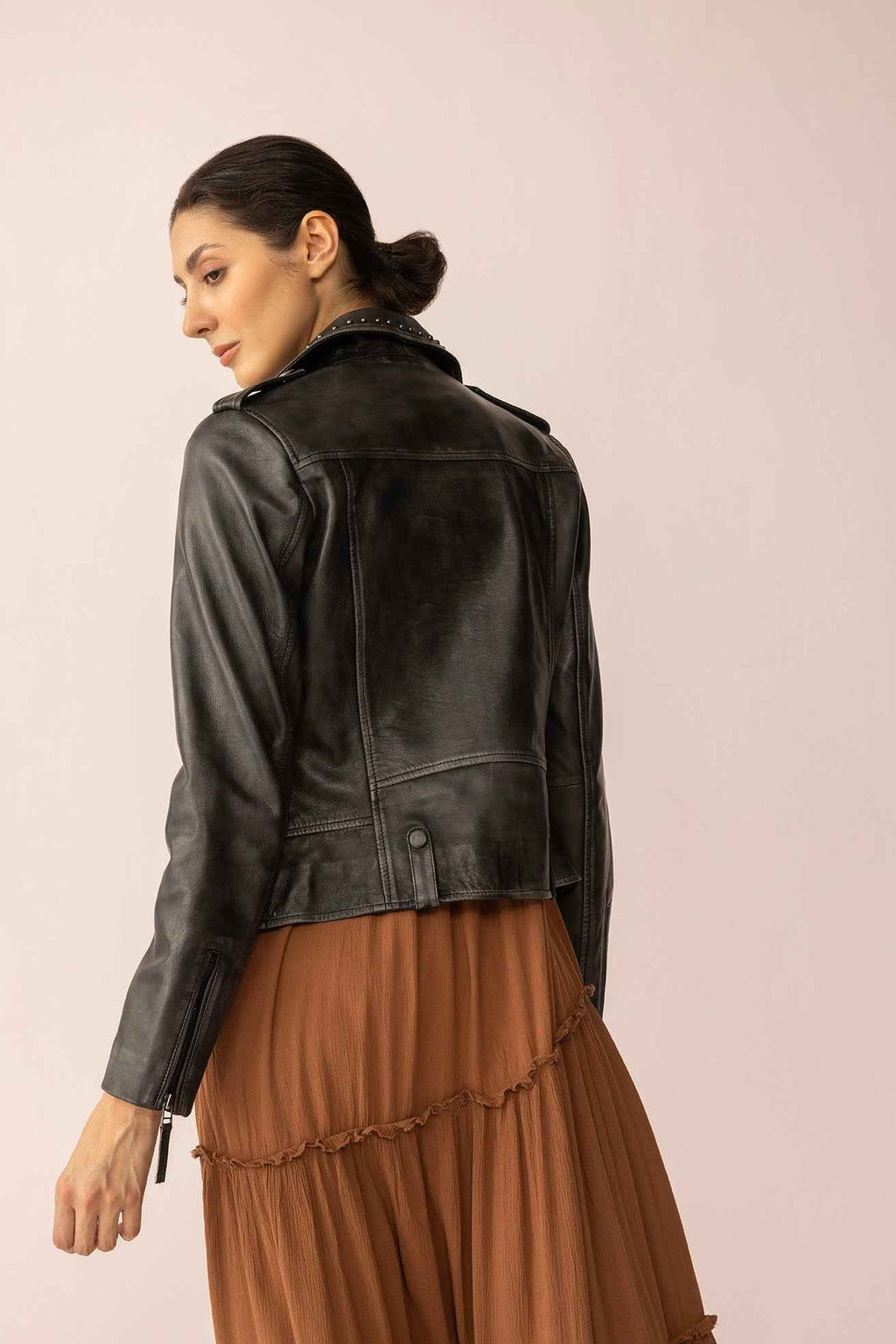 Punk Pulse Leather Jacket in Static Black