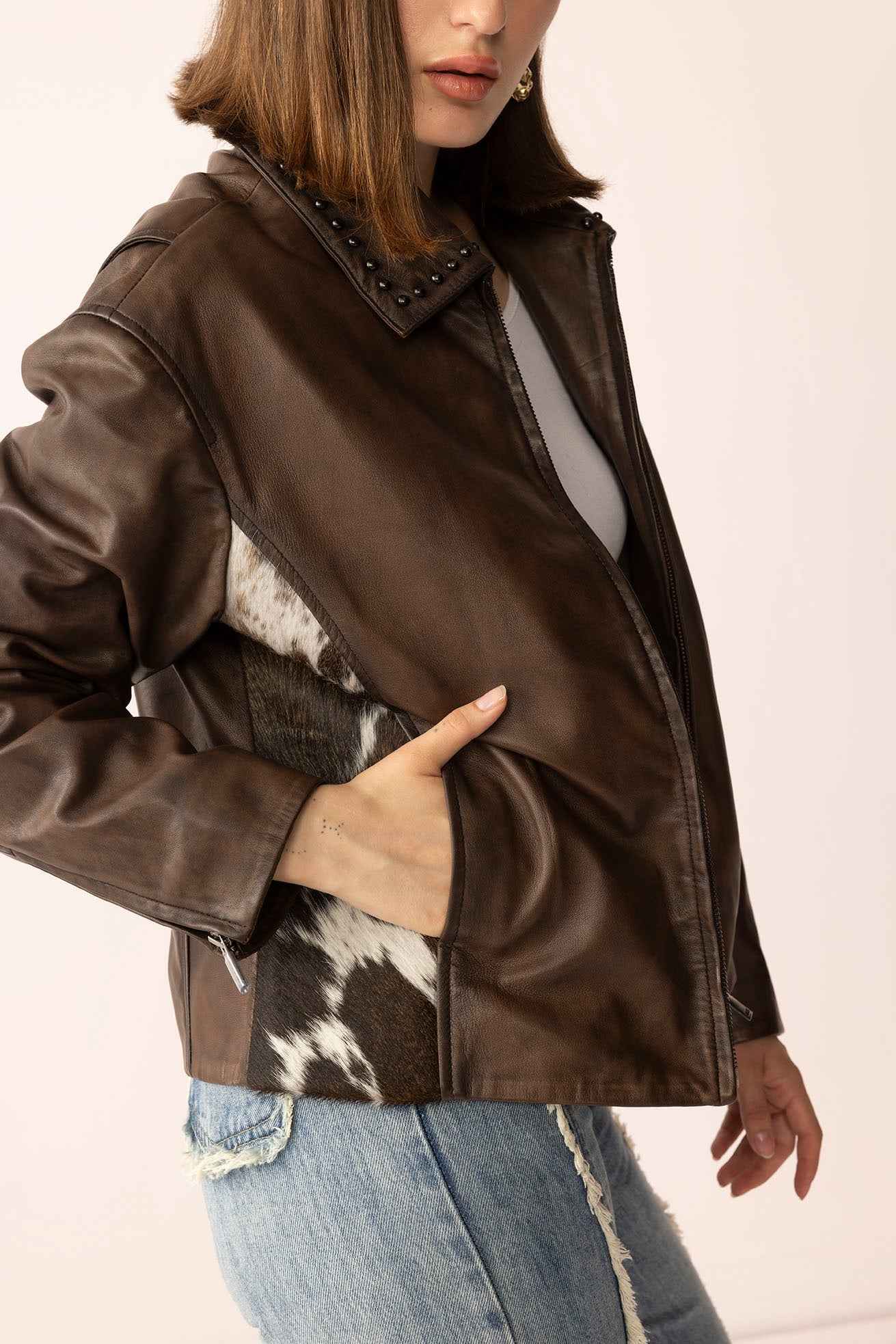 Emberhide Leather Jacket in Buckle Brown