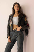 Thorn & Thunder Leather Jacket in Ink Bloom