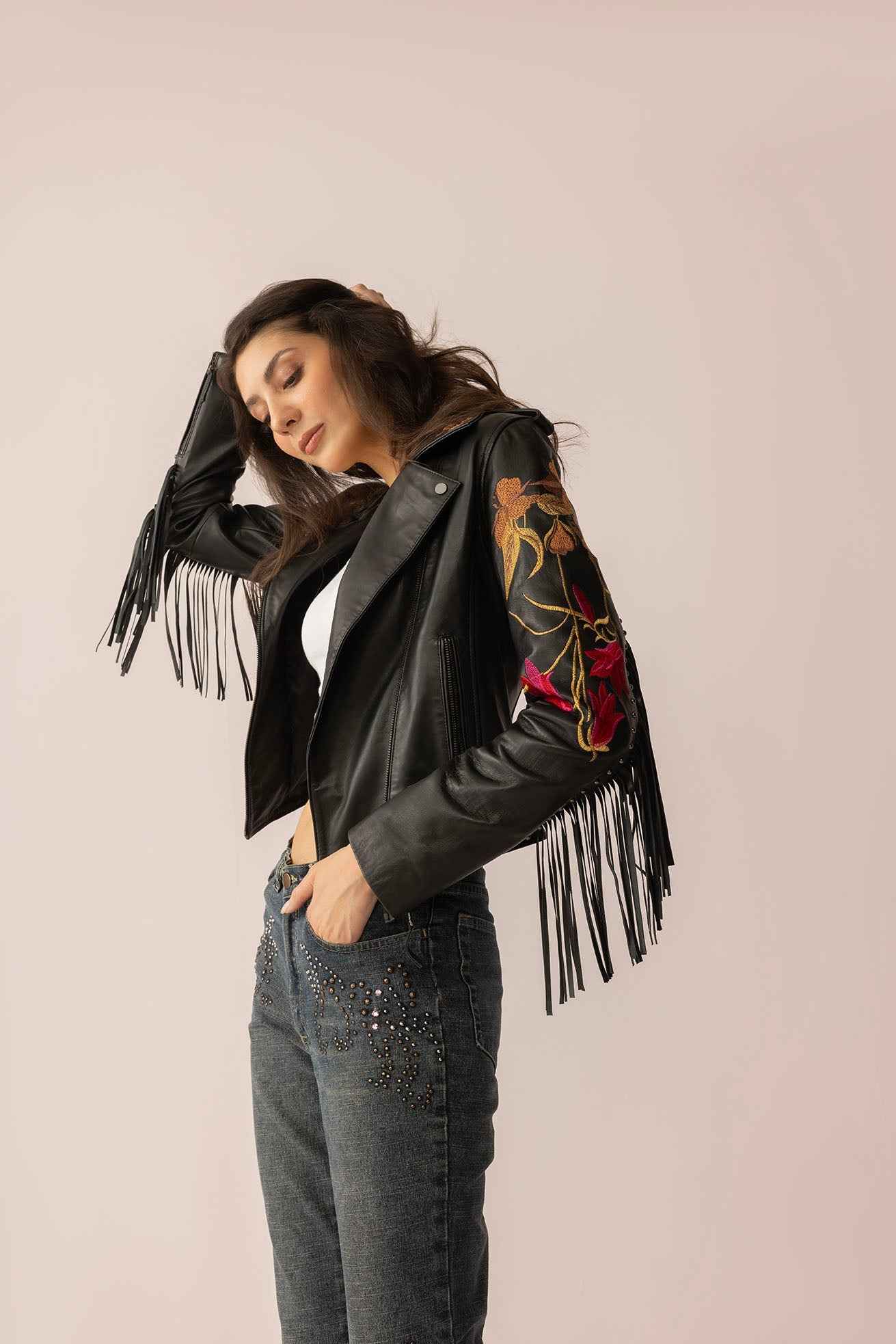 Thorn & Thunder Leather Jacket in Ink Bloom