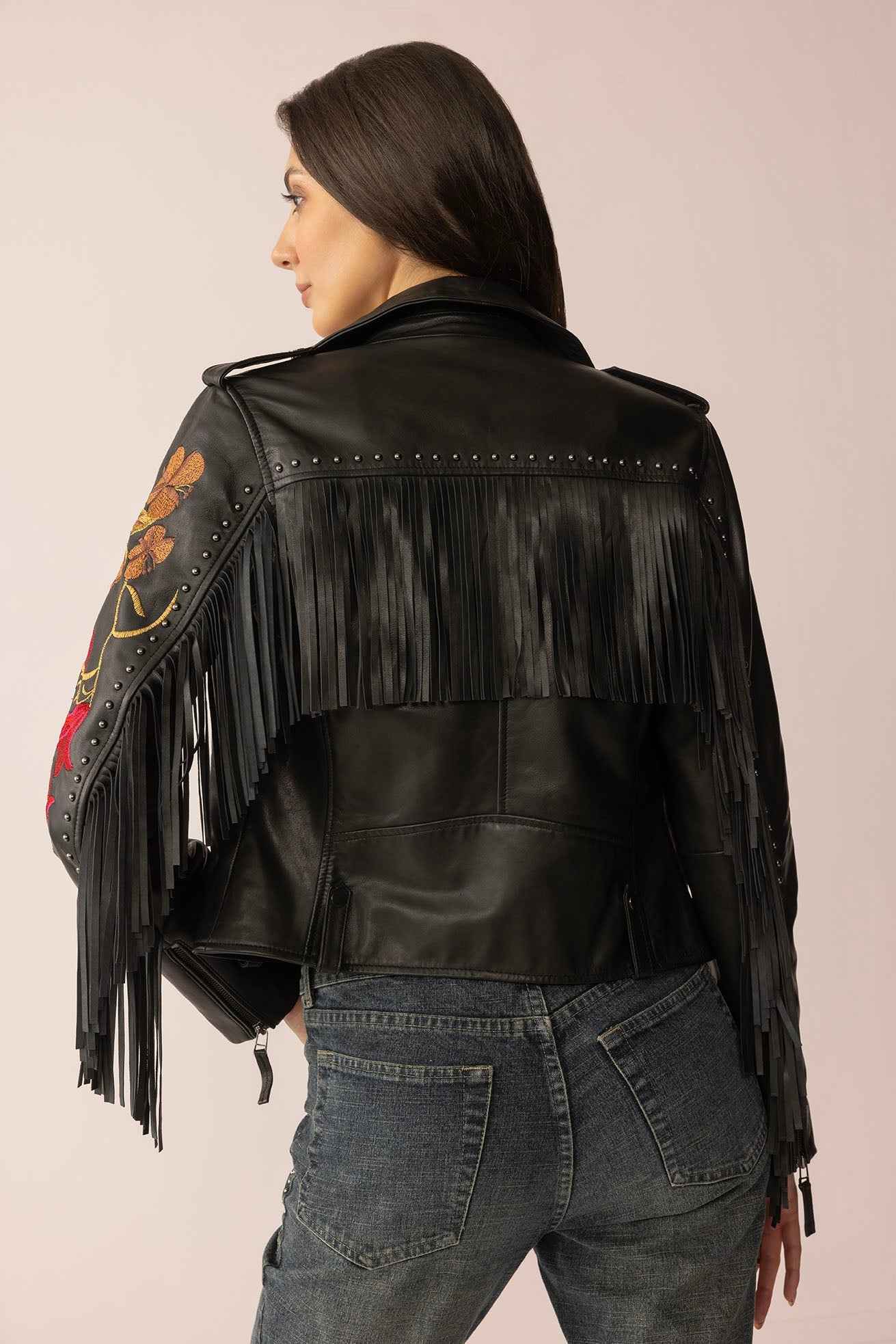 Thorn & Thunder Leather Jacket in Ink Bloom