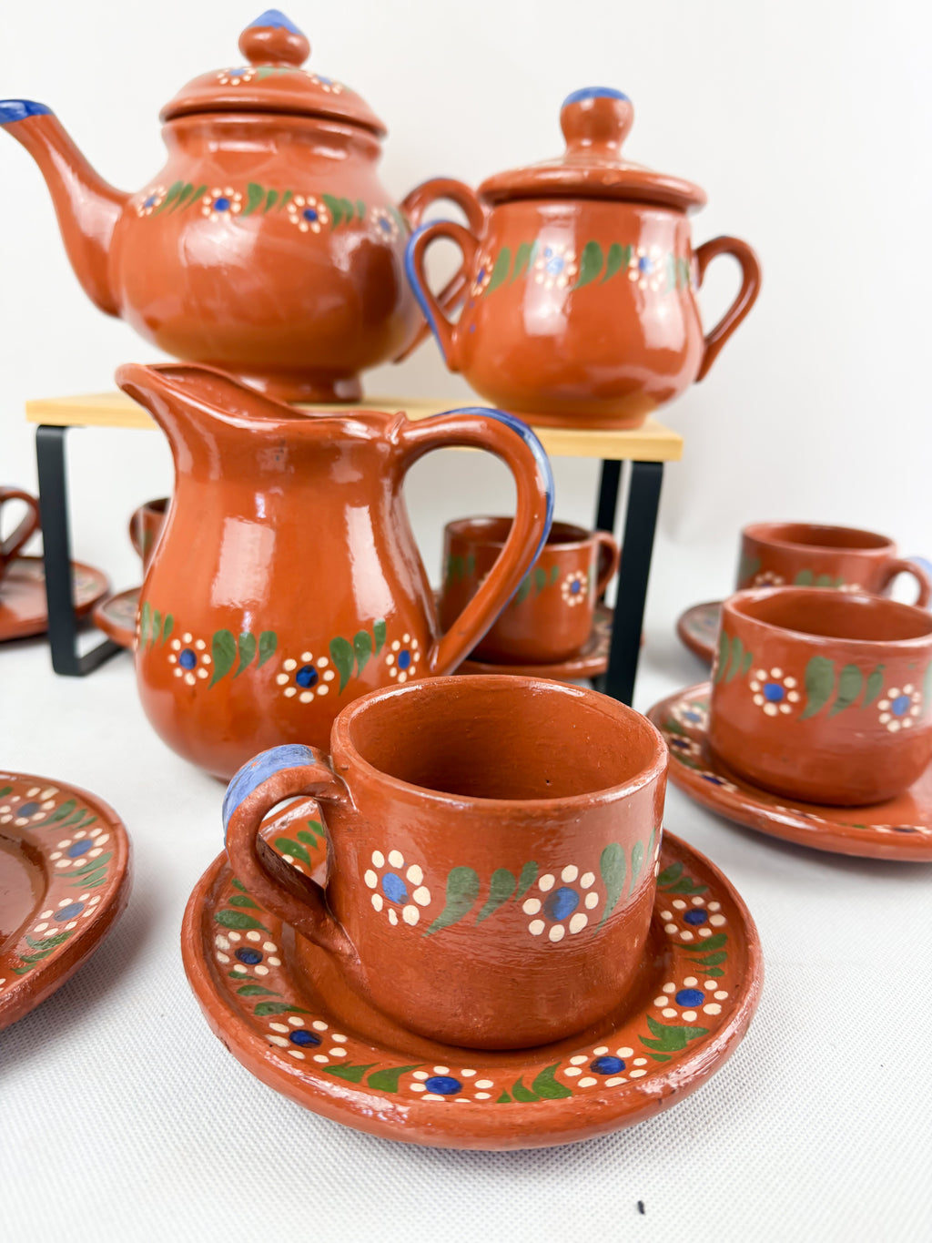 Traditional Mexican Tea Pot Set 16pc - Juego de Te Barro by TheMexHub