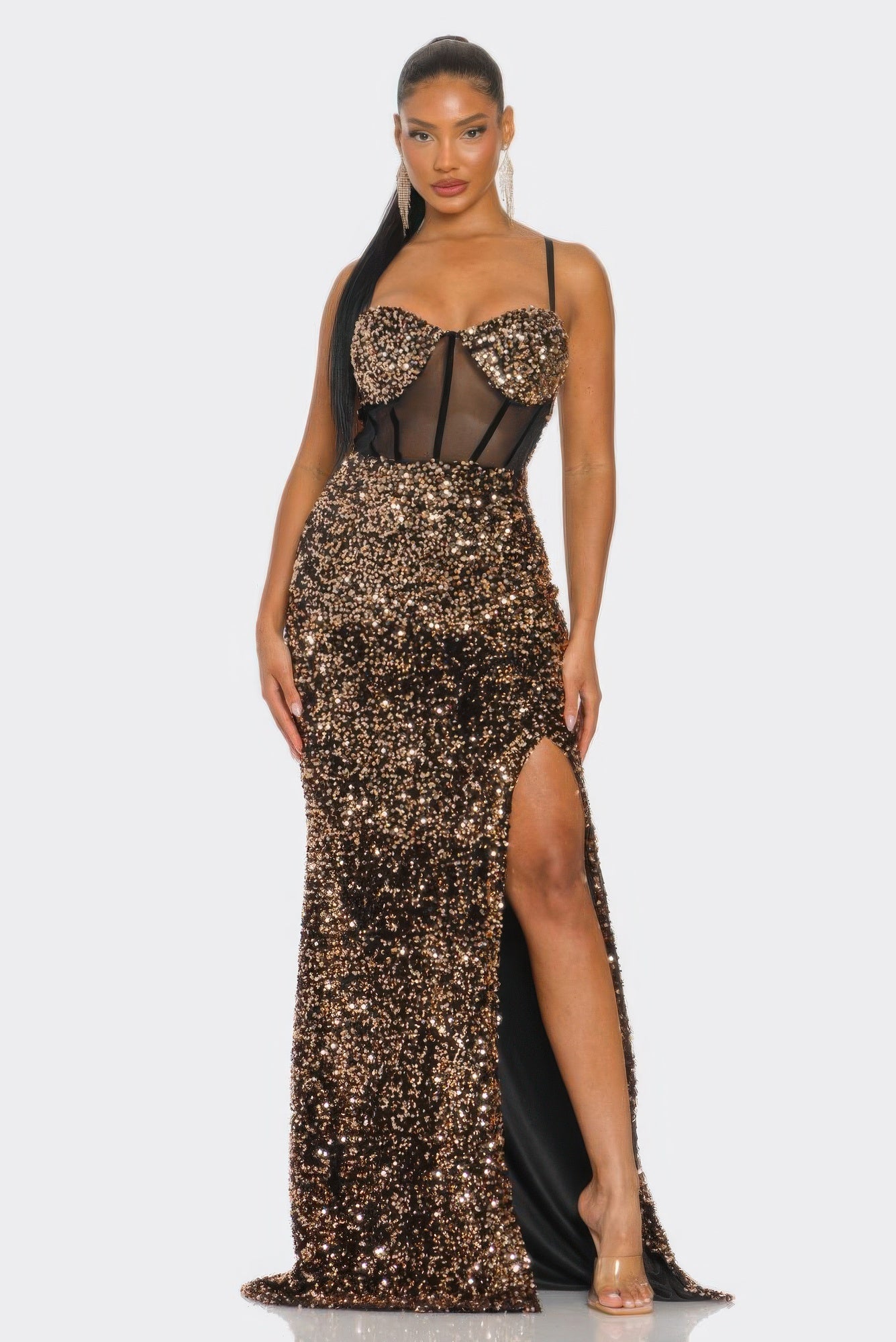 Cecily Teddy Velvet Corset Maxi Dress by Selvanelle
