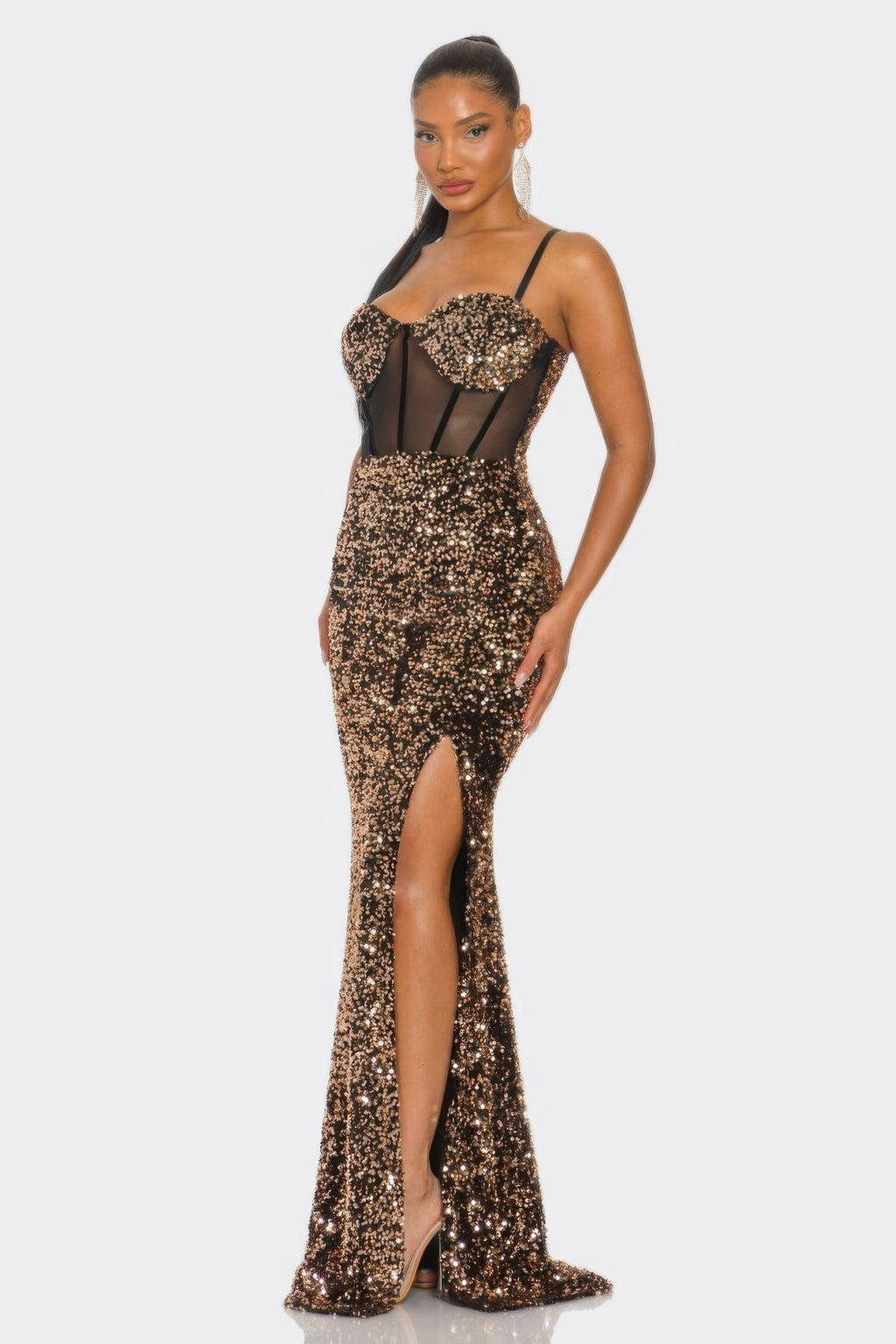 Cecily Teddy Velvet Corset Maxi Dress by Selvanelle