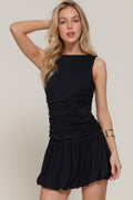 Sleeveless Boat Neck Voluminous Mini Dress by Selvanelle