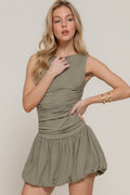 Sleeveless Boat Neck Voluminous Mini Dress by Selvanelle