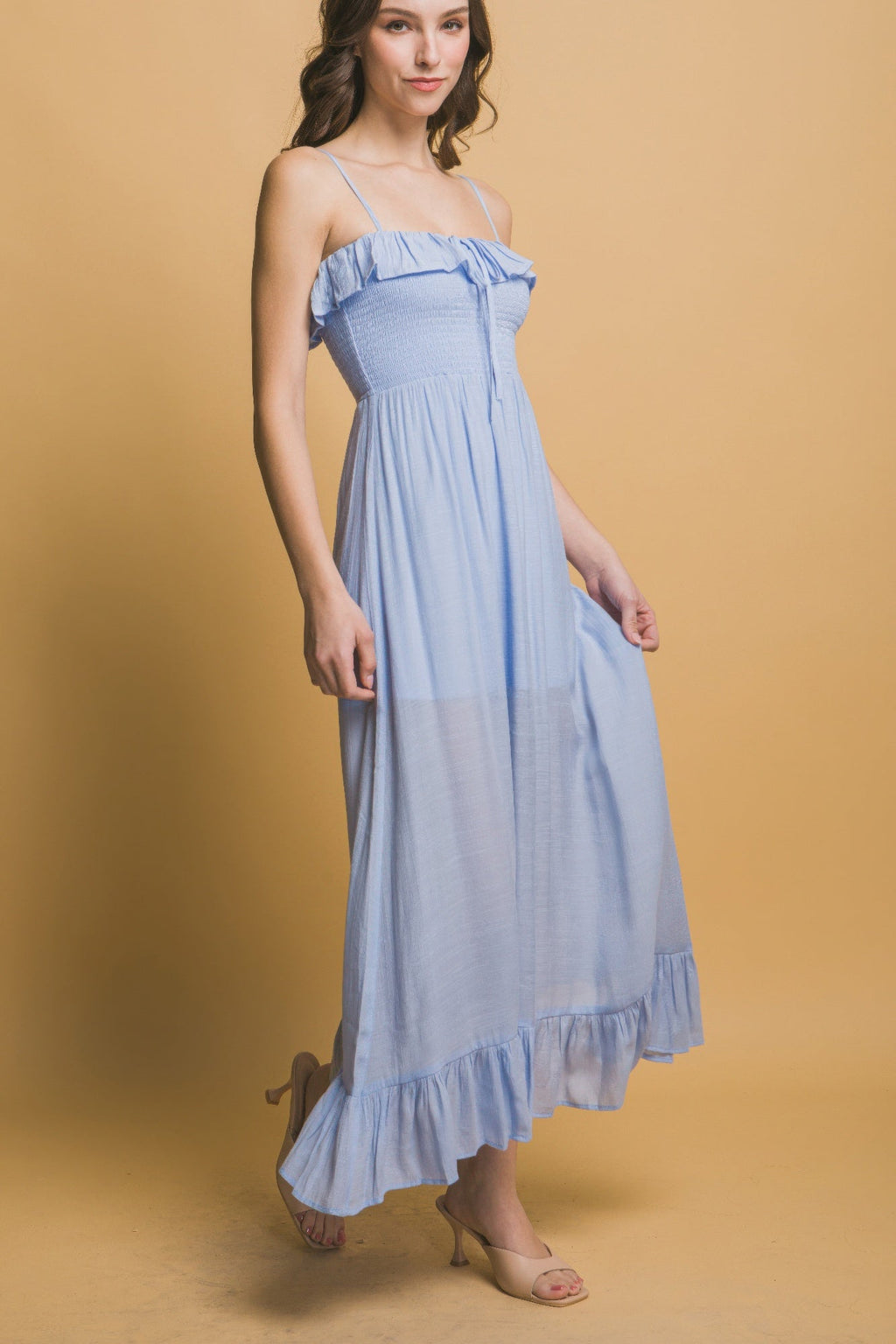 Smocked Ruffle Maxi Dress by Selvanelle