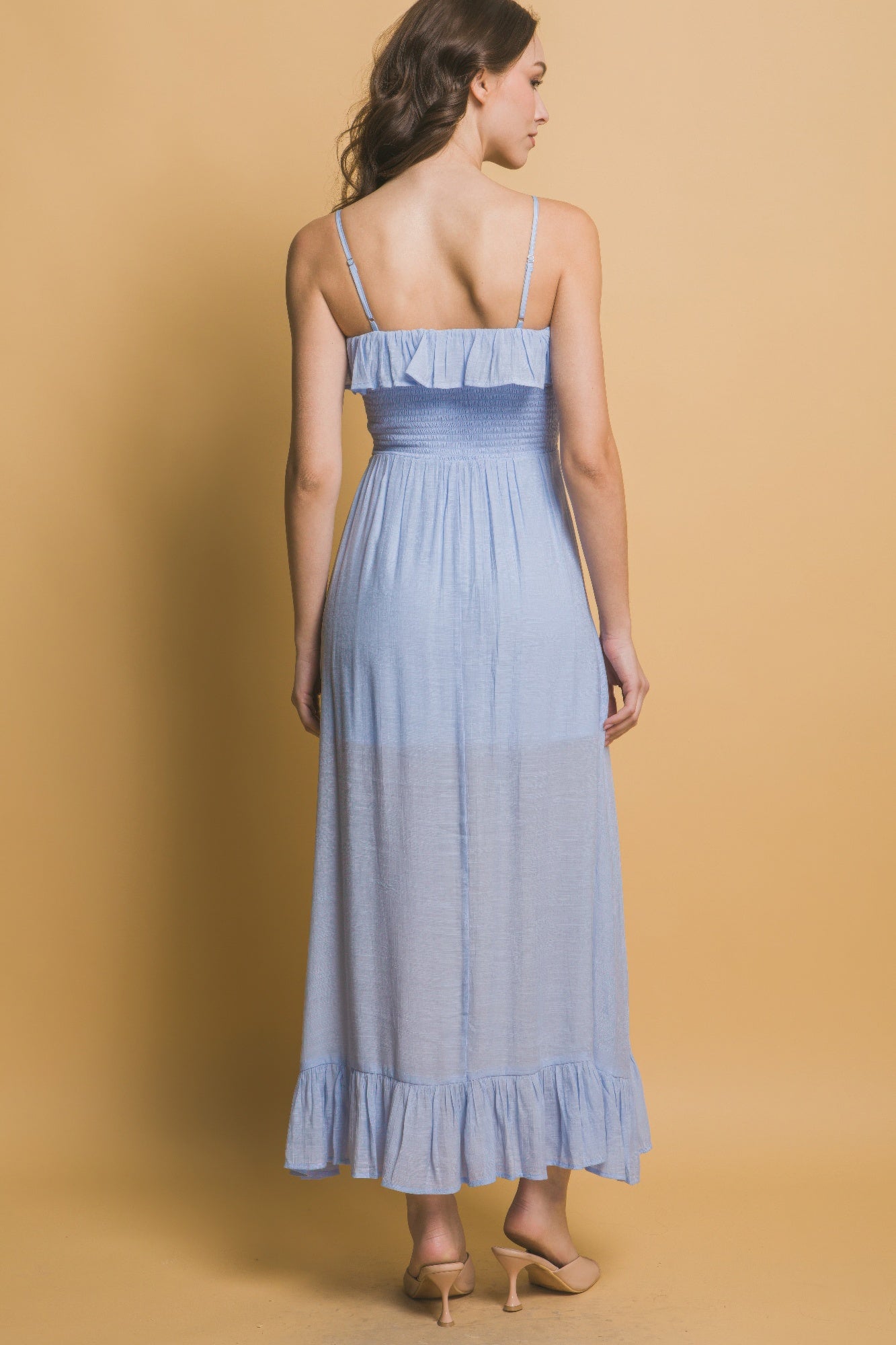 Smocked Ruffle Maxi Dress by Selvanelle
