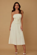 Flower Lining Linen Pattern Strapless Dress by Selvanelle