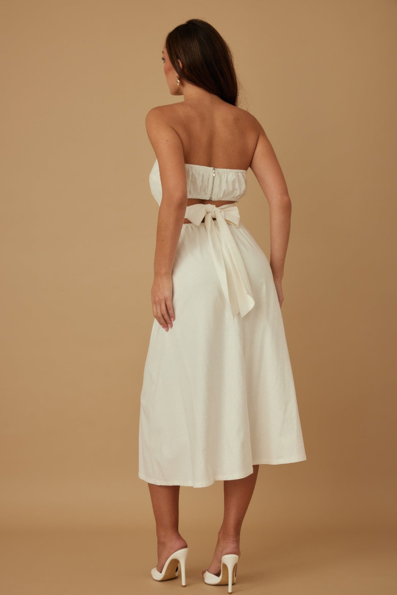 Flower Lining Linen Pattern Strapless Dress by Selvanelle