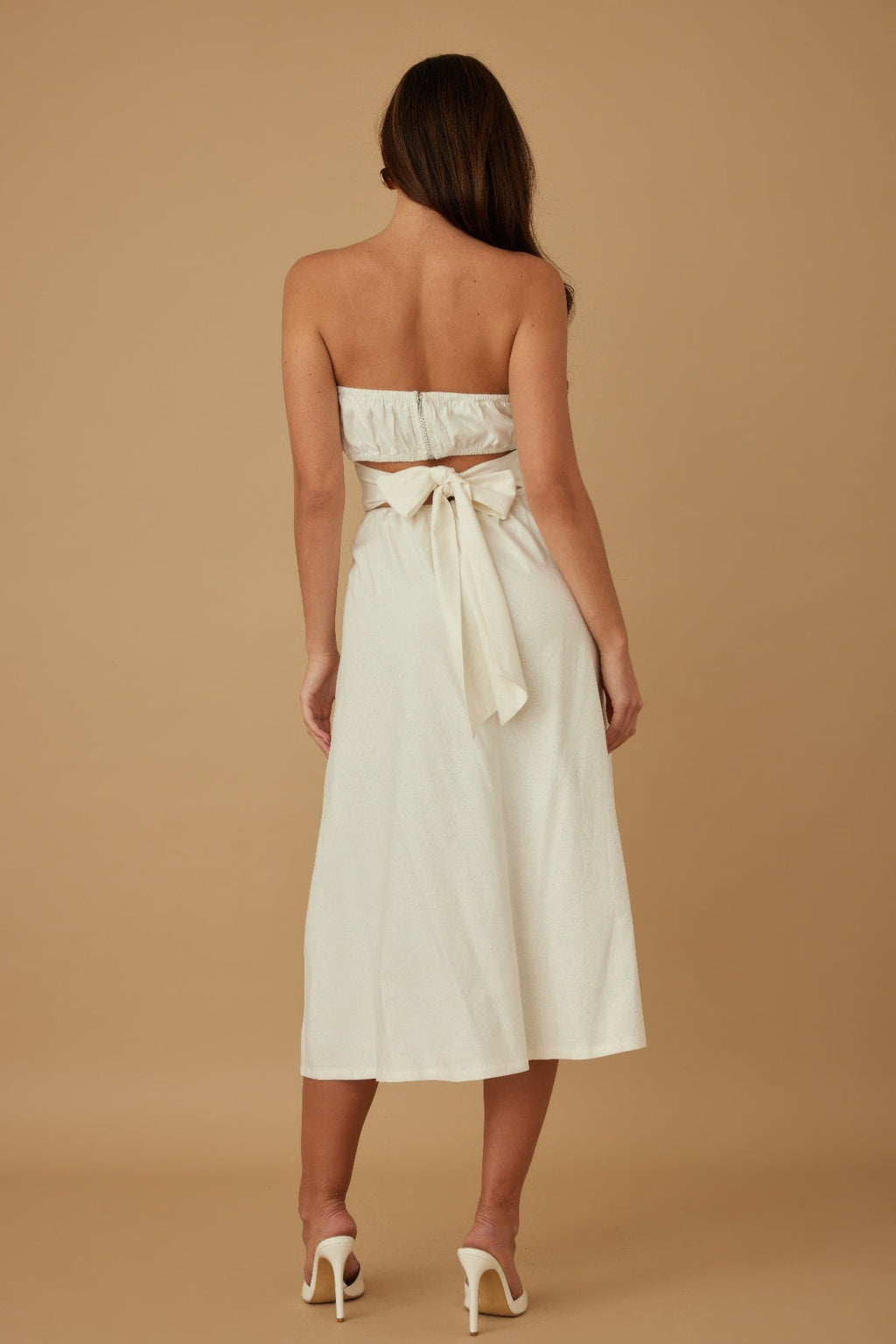 Flower Lining Linen Pattern Strapless Dress by Selvanelle