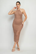 Halter Neck Open-back Midi Dress by Selvanelle