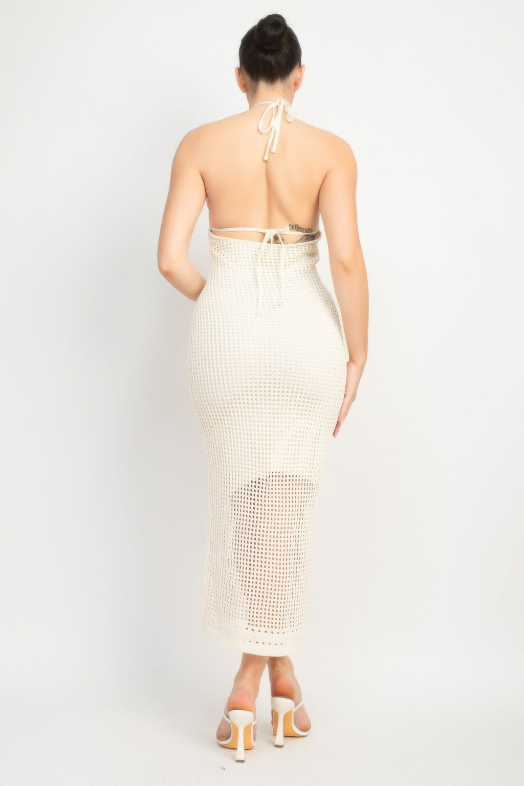 Halter Neck Open-back Midi Dress by Selvanelle