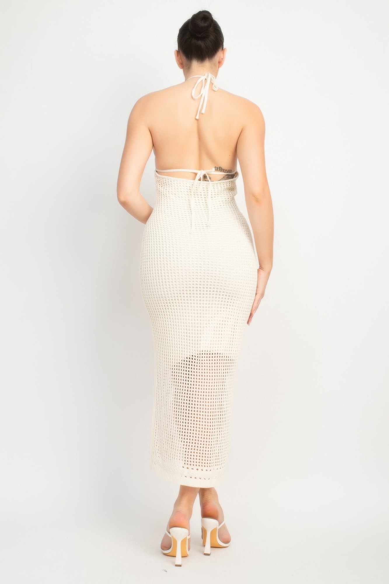 Halter Neck Open-back Midi Dress by Selvanelle