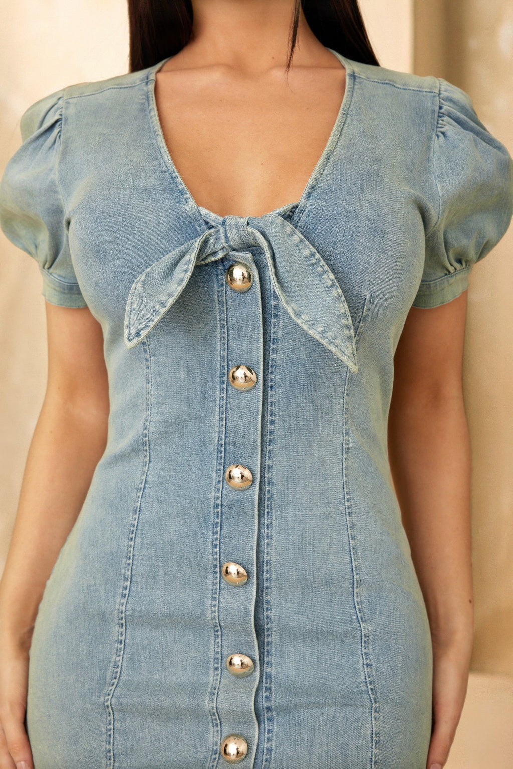 Cute Button Up Short Dress by Selvanelle